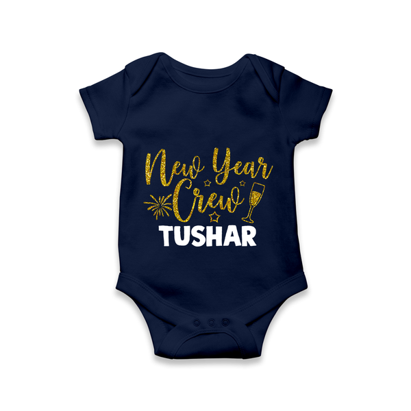 New Year Crew Gold Glitter| Customized Romper for Kids - NAVY BLUE - New Born (Chest 14")
