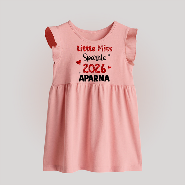Little Miss Sparkle 2026 | Personalised Baby Frock   - BABY PINK - 0 - 3 Months Old (Chest 17")