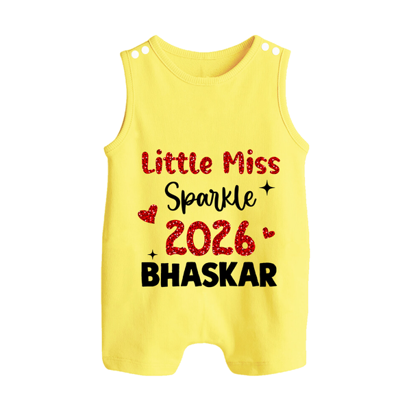 Little Miss Sparkle 2026 | Personalised Romper Suit   - PASTEL YELLOW - 0 - 5 Months Old (Chest 18")