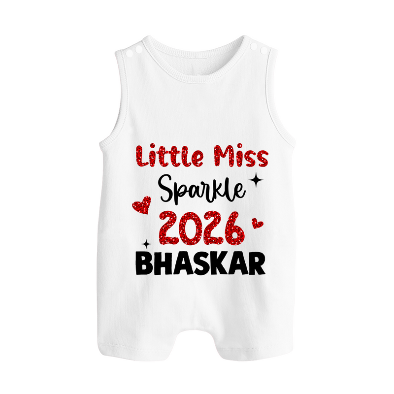 Little Miss Sparkle 2026 | Personalised Romper Suit   - WHITE - 0 - 5 Months Old (Chest 18")