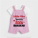 Little Miss Sparkle 2026 | Personalised Dungaree for Kids - BABY PINK - 0 - 5 Months Old (Chest 18")