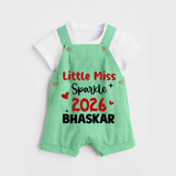 Little Miss Sparkle 2026 | Personalised Dungaree for Kids - GREEN - 0 - 5 Months Old (Chest 18")