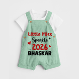 Little Miss Sparkle 2026 | Personalised Dungaree for Kids - MINT GREEN - 0 - 5 Months Old (Chest 18")