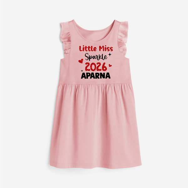 Little Miss Sparkle 2026 | Personalised Frock for Girls - BABY PINK - 1 - 2 Years Old (Chest 22" , Full Length 22")
