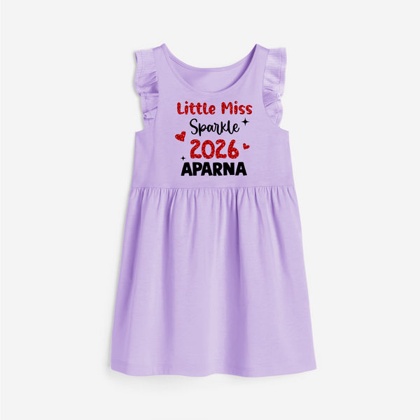 Little Miss Sparkle 2026 | Personalised Frock for Girls - LILAC - 1 - 2 Years Old (Chest 22" , Full Length 22")