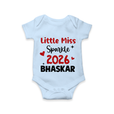 Little Miss Sparkle 2026 | Personalised Romper for Kids - BABY BLUE - New Born (Chest 14")