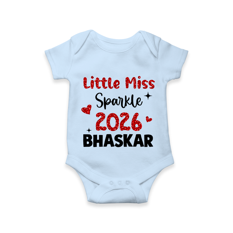 Little Miss Sparkle 2026 | Personalised Romper for Kids - BABY BLUE - New Born (Chest 14")