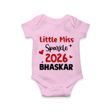 Little Miss Sparkle 2026 | Personalised Romper for Kids - BABY PINK - New Born (Chest 14")