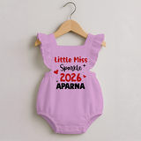 Little Miss Sparkle 2026 | Personalised Romper Frock for Girls - BABY PINK - 0 - 3 Months Old (Chest 19")