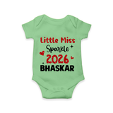 Little Miss Sparkle 2026 | Personalised Romper for Kids - GREEN - New Born (Chest 14")