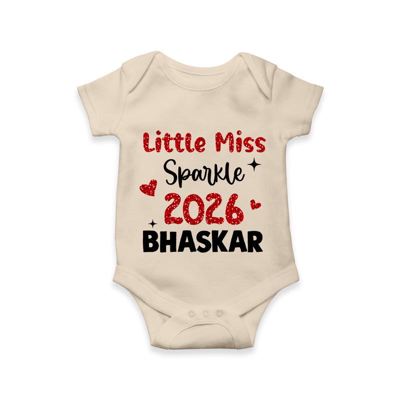 Little Miss Sparkle 2026 | Personalised Romper for Kids - IVORY - New Born (Chest 14")