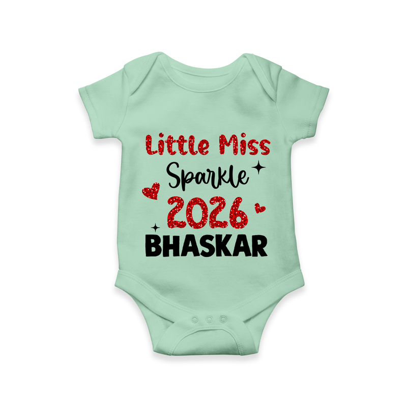 Little Miss Sparkle 2026 | Personalised Romper for Kids - MINT GREEN - New Born (Chest 14")