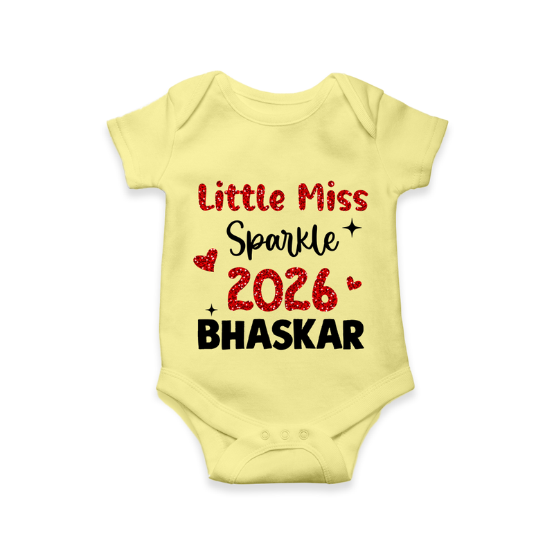 Little Miss Sparkle 2026 | Personalised Romper for Kids - PASTEL YELLOW - New Born (Chest 14")
