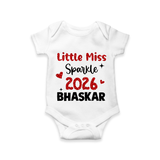 Little Miss Sparkle 2026 | Personalised Romper for Kids - WHITE - New Born (Chest 14")