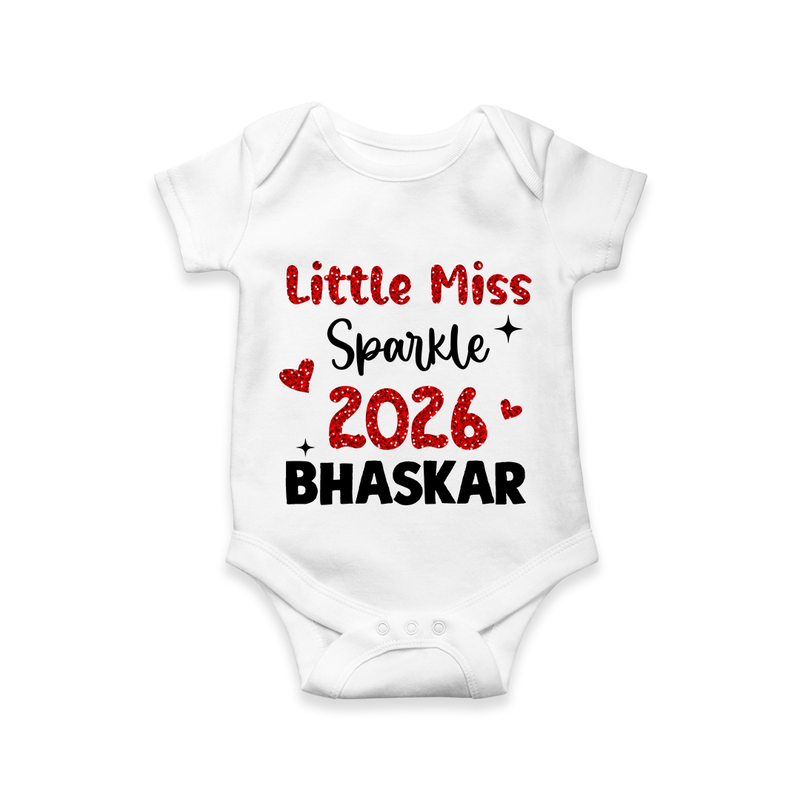 Little Miss Sparkle 2026 | Personalised Romper for Kids - WHITE - New Born (Chest 14")