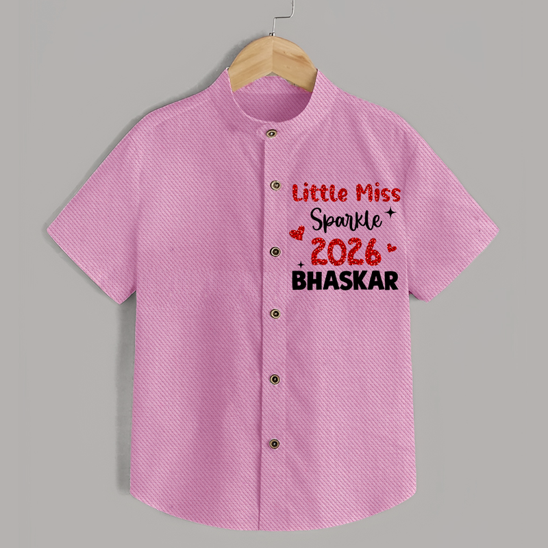 Little Miss Sparkle 2026 | Personalised Shirt for Kids - BABY PINK - 0 - 6 Months Old (Chest 23")