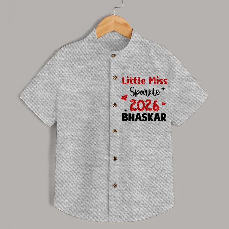 Little Miss Sparkle 2026 | Personalised Shirt for Kids - GREY - 0 - 6 Months Old (Chest 23")