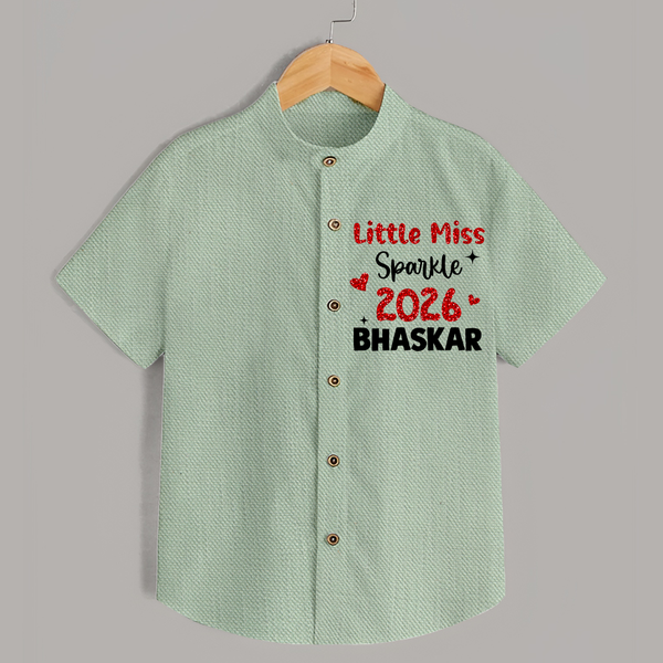 Little Miss Sparkle 2026 | Personalised Shirt for Kids - MINT GREEN - 0 - 6 Months Old (Chest 23")