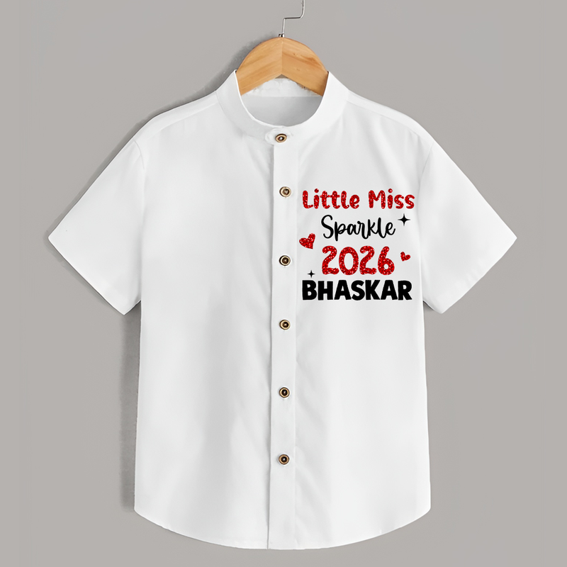 Little Miss Sparkle 2026 | Personalised Shirt for Kids - WHITE - 0 - 6 Months Old (Chest 23")