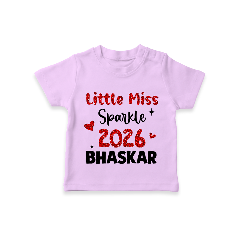 Little Miss Sparkle 2026 | Personalised T-Shirt for Kids - LILAC - 0-5 Months Old (Chest 17")
