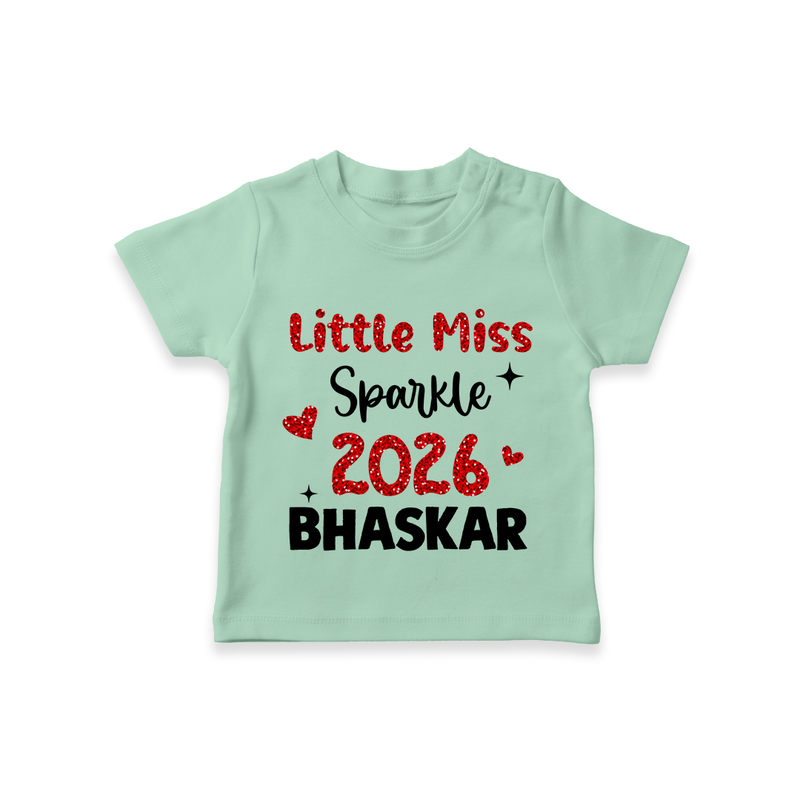 Little Miss Sparkle 2026 | Personalised T-Shirt for Kids - MINT GREEN - 0-5 Months Old (Chest 17")