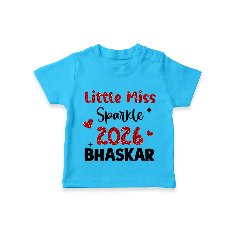 Little Miss Sparkle 2026 | Personalised T-Shirt for Kids - SKY BLUE - 0-5 Months Old (Chest 17")