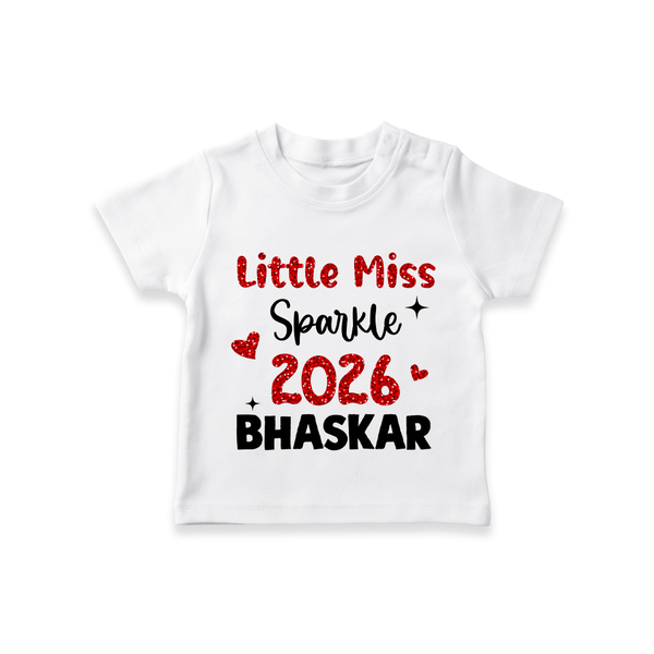 Little Miss Sparkle 2026 | Personalised T-Shirt for Kids - WHITE - 0-5 Months Old (Chest 17")