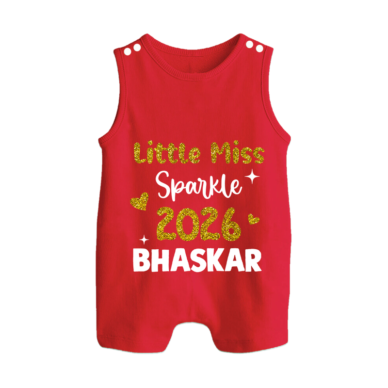 Little Miss Sparkle 2026 | Personalised Romper Suit   - RED - 0 - 5 Months Old (Chest 18")