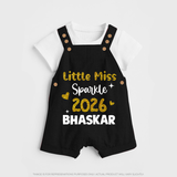 Little Miss Sparkle 2026 | Personalised Dungaree for Kids - BLACK - 0 - 5 Months Old (Chest 18")