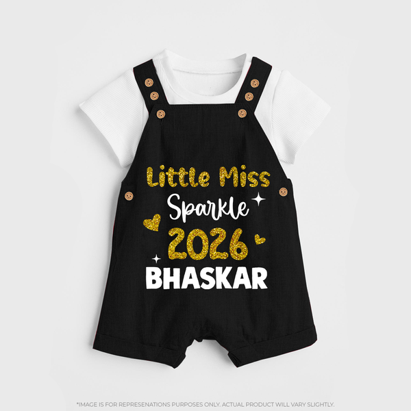 Little Miss Sparkle 2026 | Personalised Dungaree for Kids - BLACK - 0 - 5 Months Old (Chest 18")