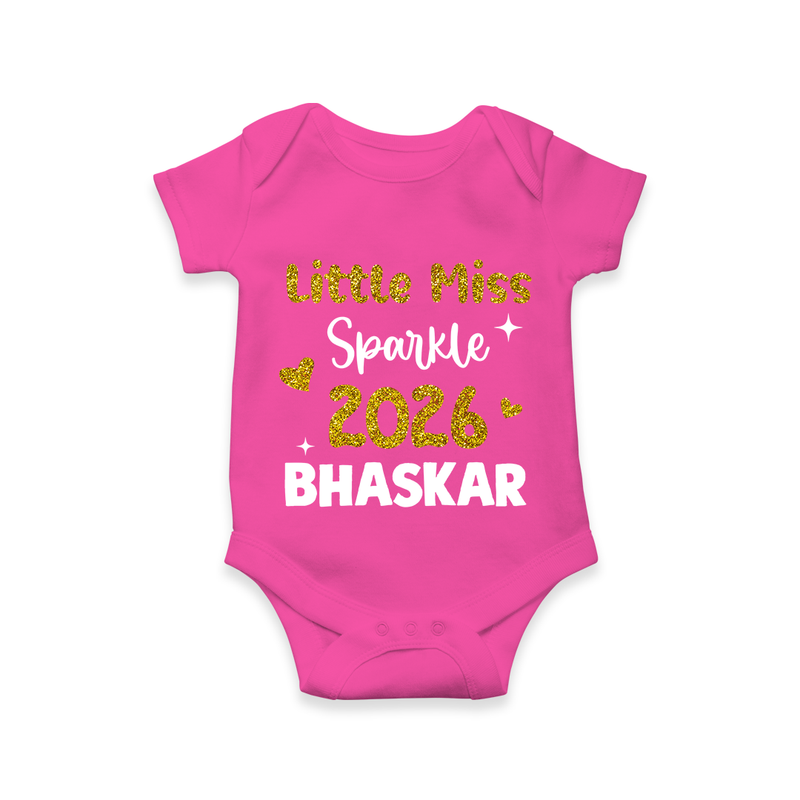 Little Miss Sparkle 2026 | Personalised Romper for Kids - HOT PINK - New Born (Chest 14")