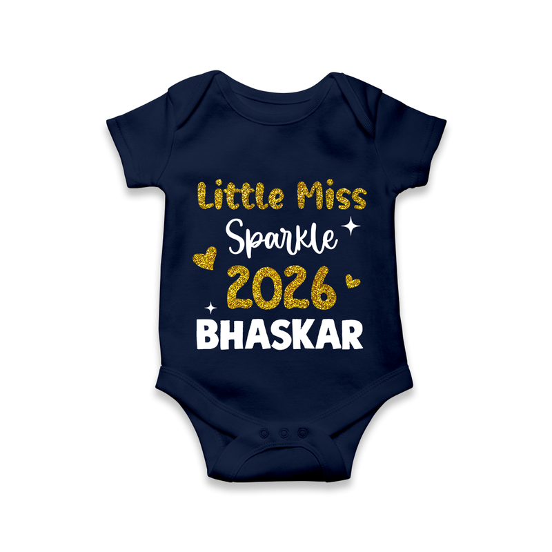 Little Miss Sparkle 2026 | Personalised Romper for Kids - NAVY BLUE - New Born (Chest 14")