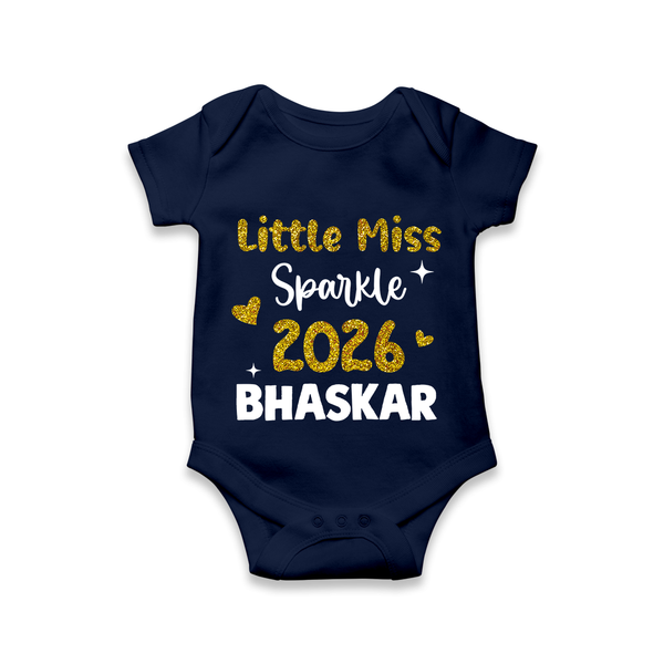 Little Miss Sparkle 2026 | Personalised Romper for Kids - NAVY BLUE - New Born (Chest 14")