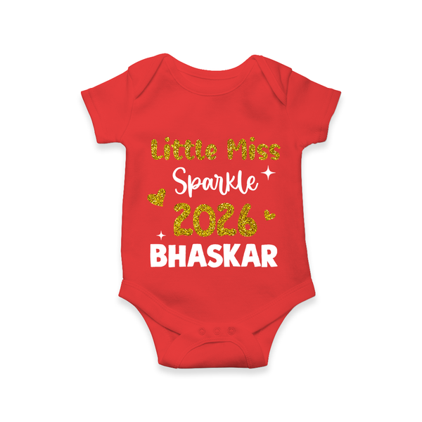 Little Miss Sparkle 2026 | Personalised Romper for Kids - RED - New Born (Chest 14")