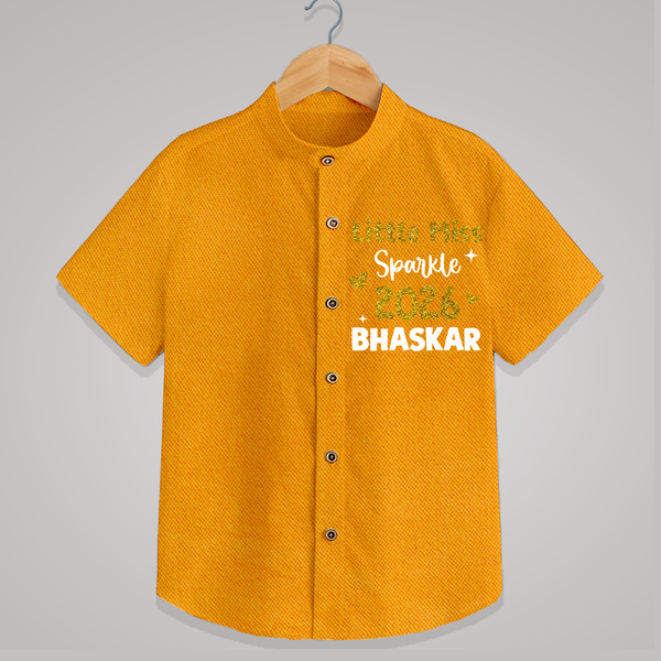 Little Miss Sparkle 2026 | Personalised Shirt for Kids - CHROME YELLOW - 0 - 6 Months Old (Chest 23")