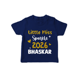Little Miss Sparkle 2026 | Personalised T-Shirt for Kids - NAVY BLUE - 0-5 Months Old (Chest 17")