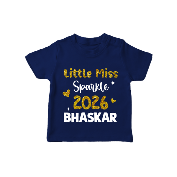 Little Miss Sparkle 2026 | Personalised T-Shirt for Kids - NAVY BLUE - 0-5 Months Old (Chest 17")
