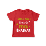 Little Miss Sparkle 2026 | Personalised T-Shirt for Kids - RED - 0-5 Months Old (Chest 17")