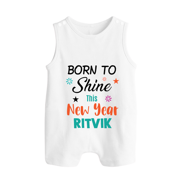 Born to Shine This New Year| Customized Romper Suit   - WHITE - 0 - 5 Months Old (Chest 18")