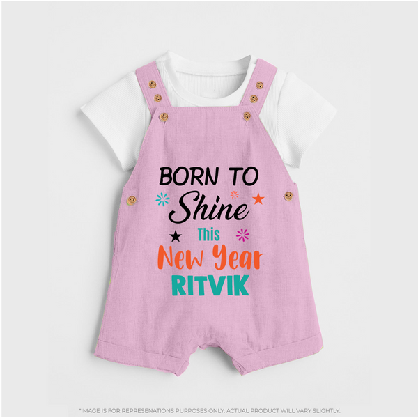Born to Shine This New Year| Customized Dungaree for Kids - BABY PINK - 0 - 5 Months Old (Chest 18")