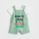 Born to Shine This New Year| Customized Dungaree for Kids - MINT GREEN - 0 - 5 Months Old (Chest 18")