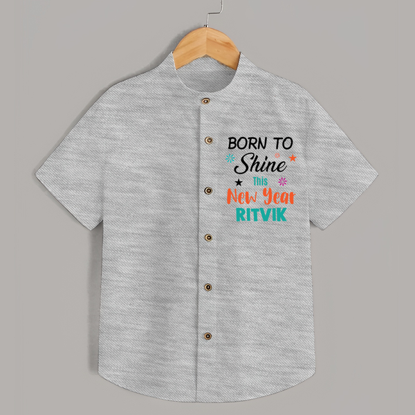 Born to Shine This New Year| Customized Shirt for Kids - GREY - 0 - 6 Months Old (Chest 23")