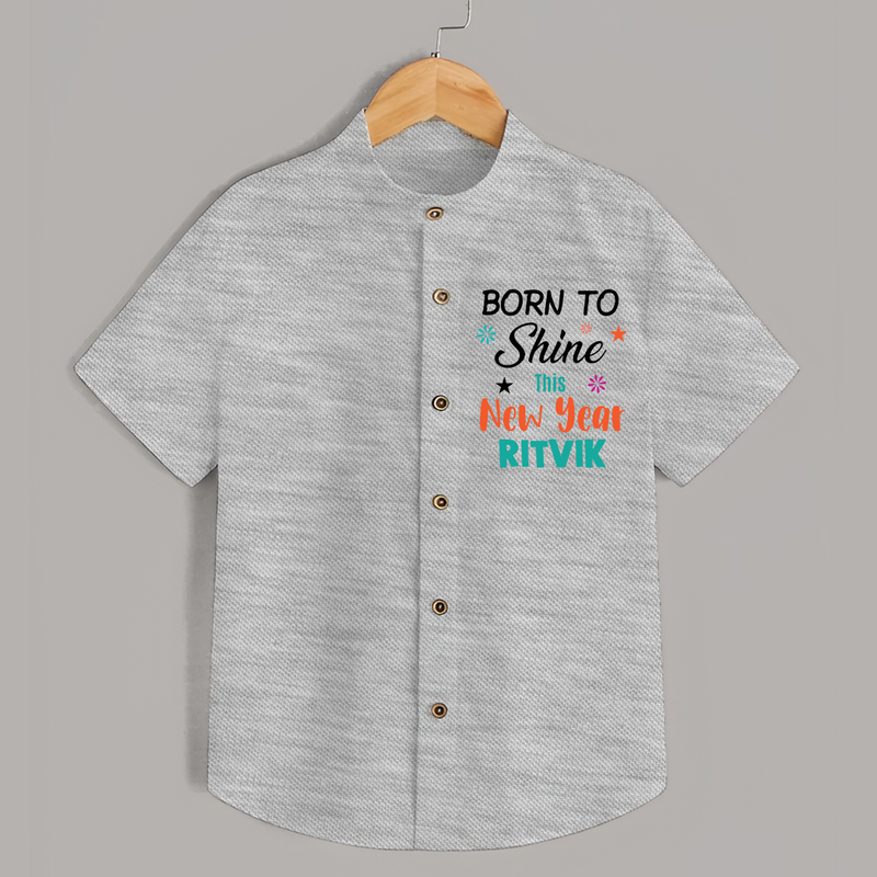 Born to Shine This New Year| Customized Shirt for Kids - GREY - 0 - 6 Months Old (Chest 23")
