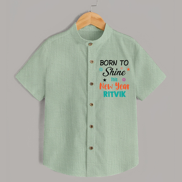 Born to Shine This New Year| Customized Shirt for Kids - MINT GREEN - 0 - 6 Months Old (Chest 23")