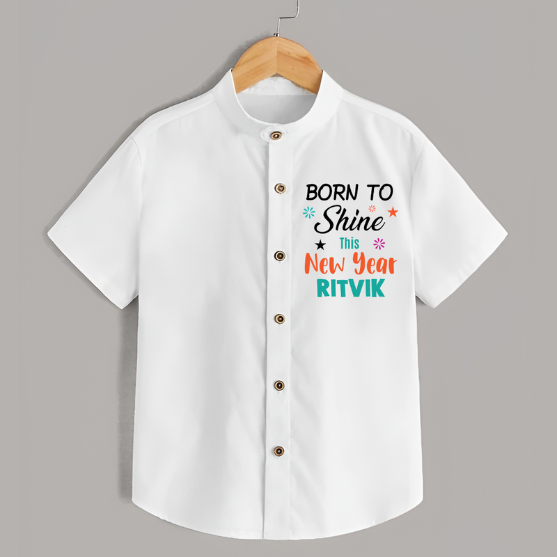 Born to Shine This New Year| Customized Shirt for Kids - WHITE - 0 - 6 Months Old (Chest 23")