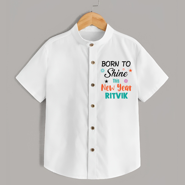 Born to Shine This New Year| Customized Shirt for Kids - WHITE - 0 - 6 Months Old (Chest 23")