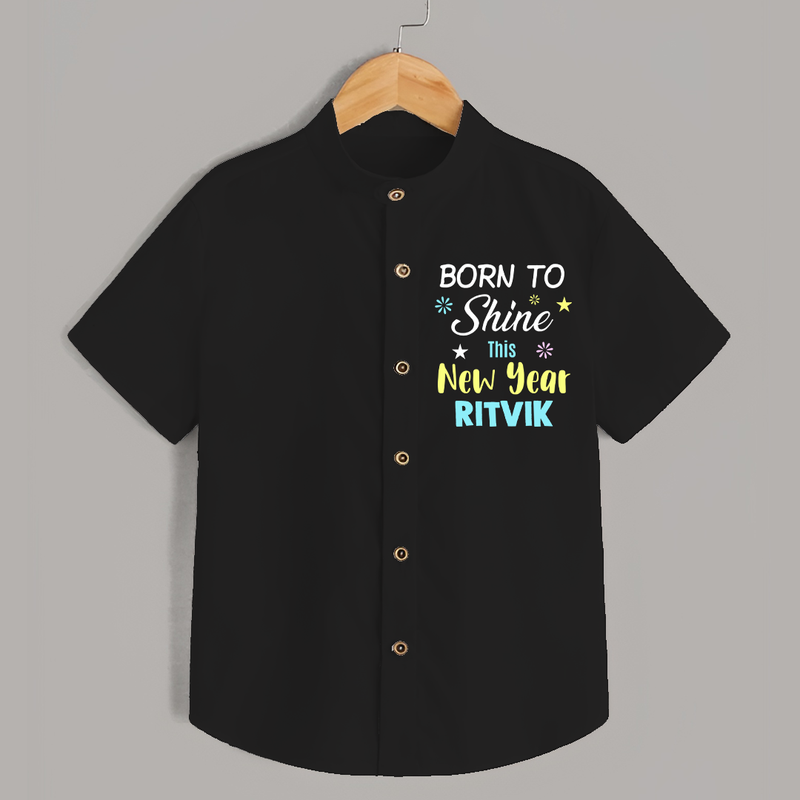 Born to Shine This New Year| Customized Shirt for Kids - BLACK - 0 - 6 Months Old (Chest 23")