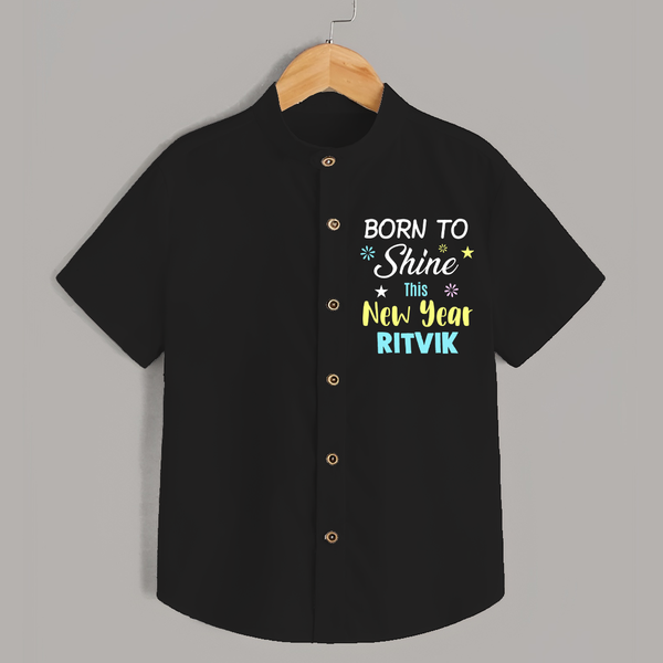 Born to Shine This New Year| Customized Shirt for Kids - BLACK - 0 - 6 Months Old (Chest 23")