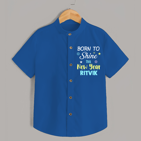 Born to Shine This New Year| Customized Shirt for Kids - COBALT BLUE - 0 - 6 Months Old (Chest 23")