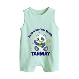 My First New Year Sparkle – Panda Theme | Personalised Romper Suit   - MINT GREEN - 0 - 5 Months Old (Chest 18")